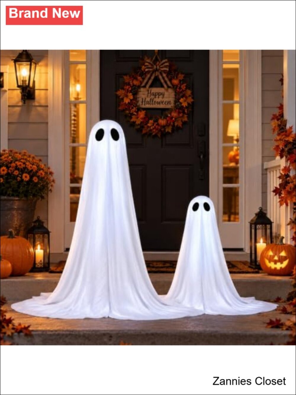 👻 2 Pack Light Up Standing Ghosts Halloween Outdoor Decor 36" & 18"